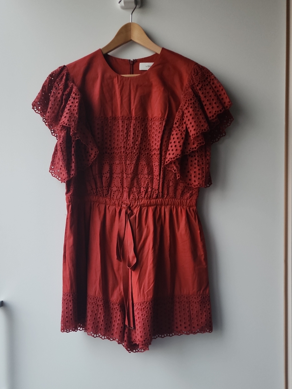 BNWOT Lover Eyelet Lace Drawstring Waist 100% Cotton Romper